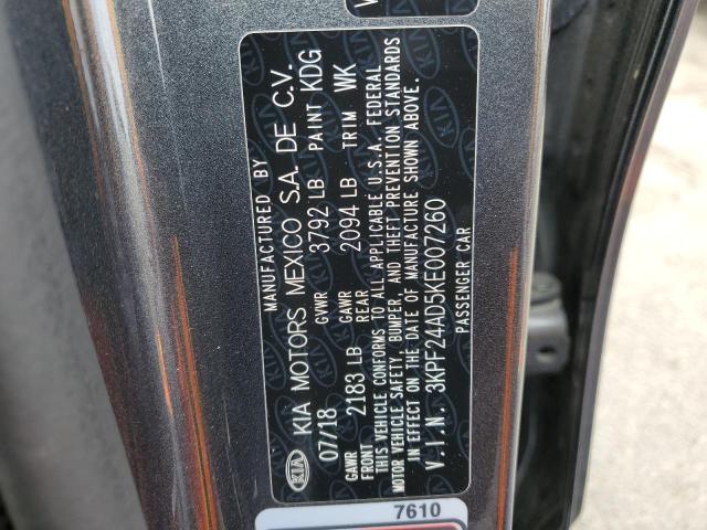 3KPF24AD5KE007260 - 2019 KIA FORTE FE 灰色 照片 12