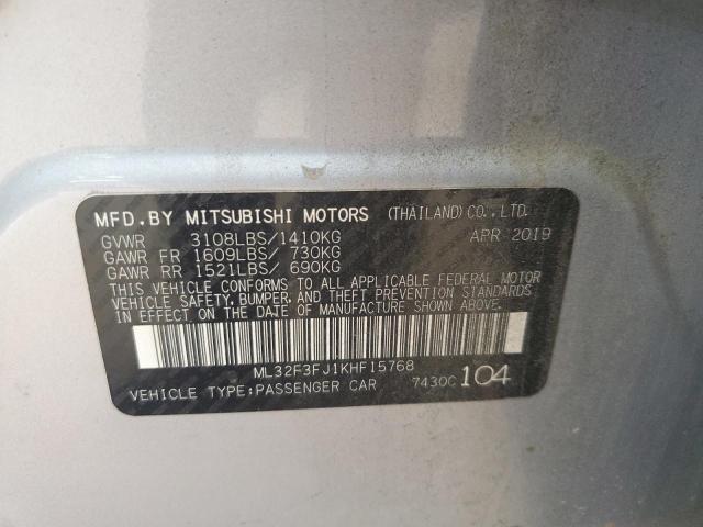 ML32F3FJ1KHF15768 - 2019 MITSUBISHI MIRAGE G4 ES Silber Foto 12