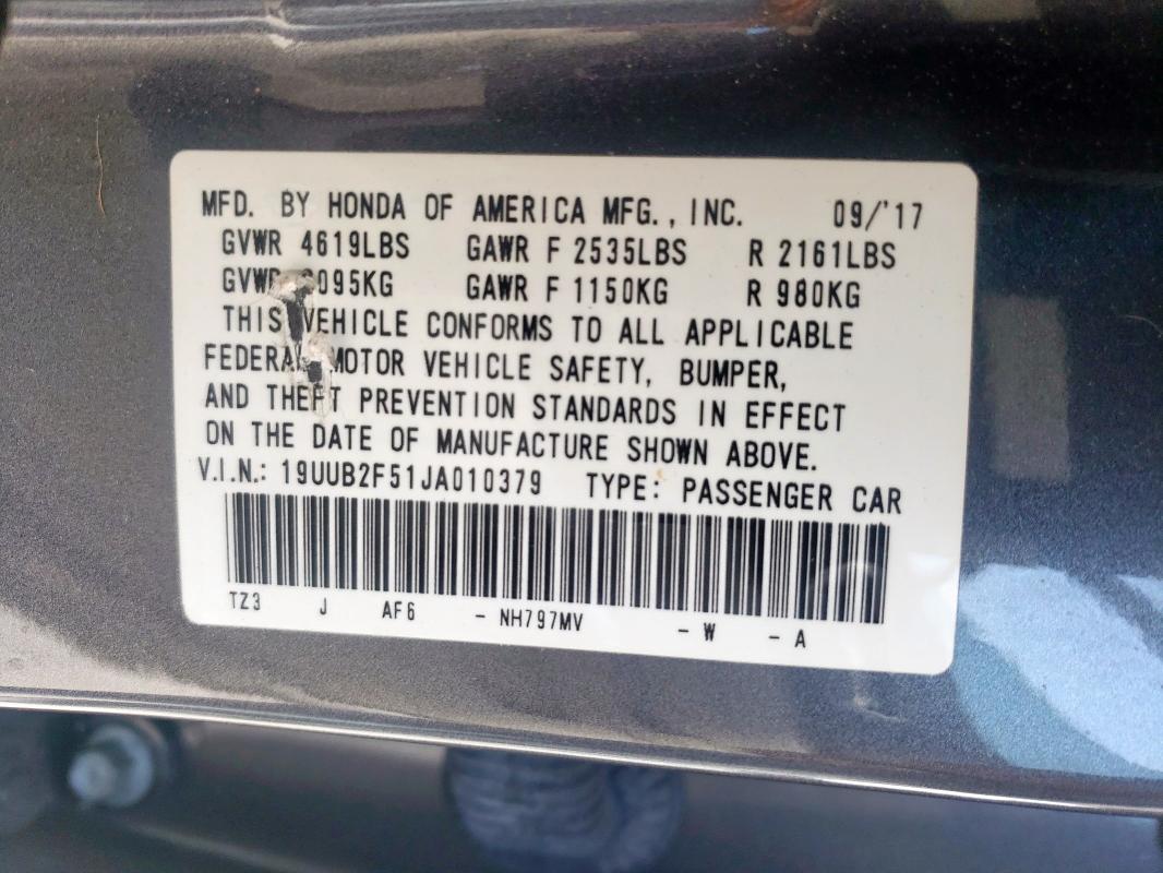 19UUB2F51JA010379 - 2018 ACURA TLX TECH GRAY photo 13