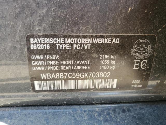 WBA8B7C59GK703802 - 2016 BMW 340 XI GRAY photo 12