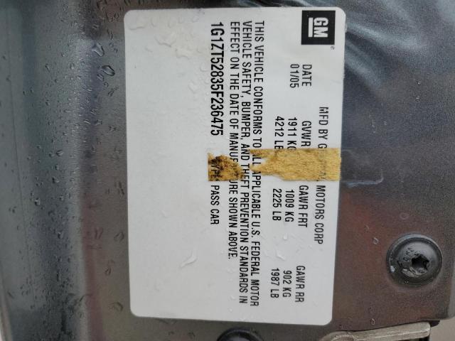 1G1ZT52835F236475 - 2005 CHEVROLET MALIBU SS LS GRAY photo 13