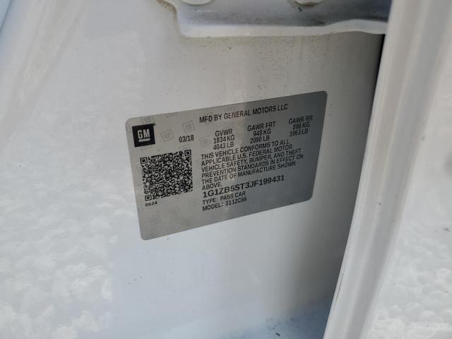 1G1ZB5ST3JF199431 - 2018 CHEVROLET MALIBU LS Beyaz fotoğraf 13