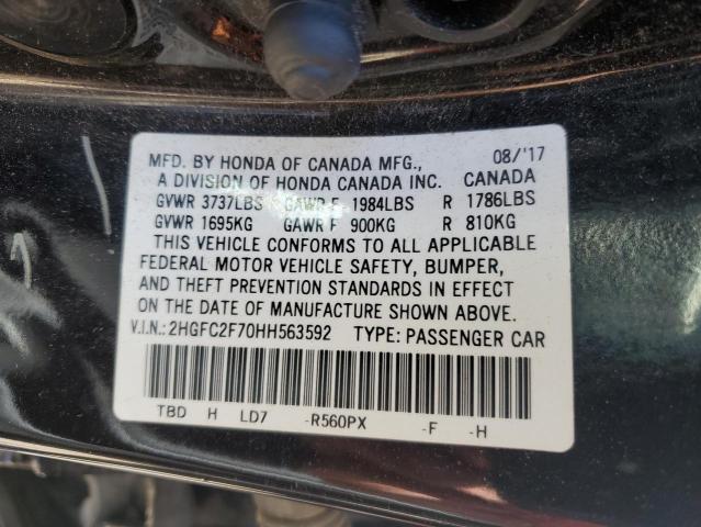 2HGFC2F70HH563592 - 2017 HONDA CIVIC EX PURPLE photo 12