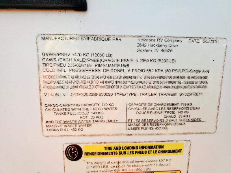 4YDF32523BF630096 - 2011 OUTB TRAVEL TRL TWO TONE photo 10