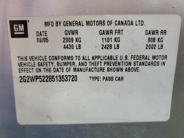 2G2WP522851353720 - 2005 PONTIAC GRAND PRIX 银色 照片 13