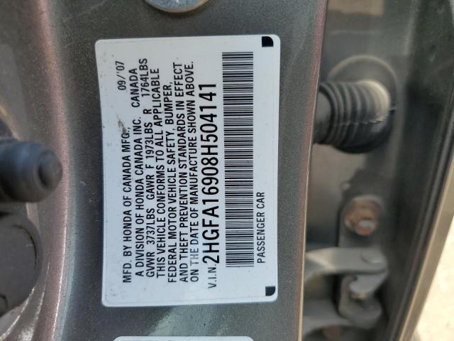 2HGFA16908H504141 - 2008 HONDA CIVIC EXL GRAY photo 12