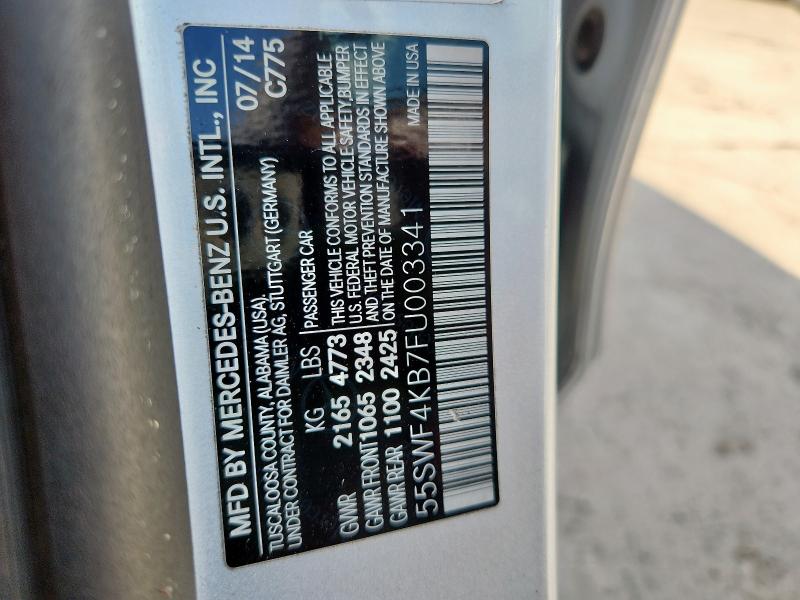 55SWF4KB7FU003341 - 2015 MERCEDES-BENZ C 300 4MATIC SILVER photo 12