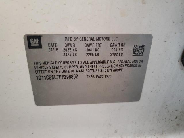 1G11C5SL7FF296892 - 2015 CHEVROLET MALIBU 1LT WHITE photo 12