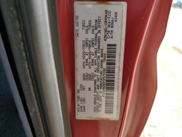 4TASM92N3YZ575092 - 2000 TOYOTA TACOMA XTRACAB PRERUNNER ბურგუნდია ფოტო 12