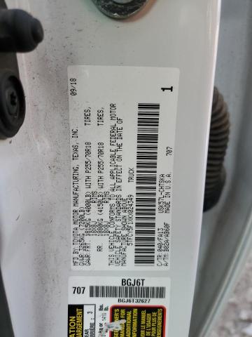 5TFCY5F1XKX024349 - 2019 TOYOTA TUNDRA DOUBLE CAB SR/SR5 WHITE photo 12