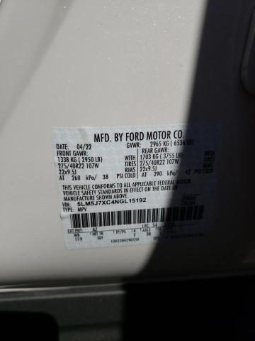 5LM5J7XC4NGL15192 - 2022 LINCOLN AVIATOR RESERVE WHITE photo 13