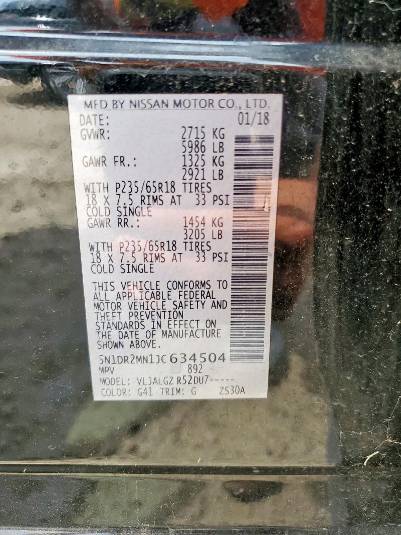 5N1DR2MN1JC634504 - 2018 NISSAN PATHFINDER S Siyah fotoğraf 14