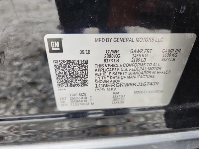 1GNERGKW6KJ167439 - 2019 CHEVROLET TRAVERSE LT Czarny zdjęcie 13