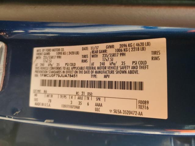 1FMCU0F79JUA78451 - 2018 FORD ESCAPE S Mavi foto 14