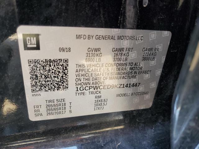 1GCPWCED9KZ141447 - 2019 CHEVROLET SILVERADO C1500 LT 黑色 照片 12