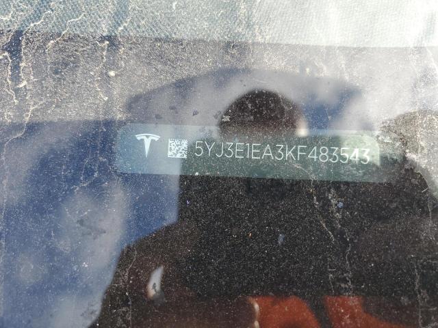 5YJ3E1EA3KF483543 - 2019 TESLA MODEL 3 Ağ foto 12