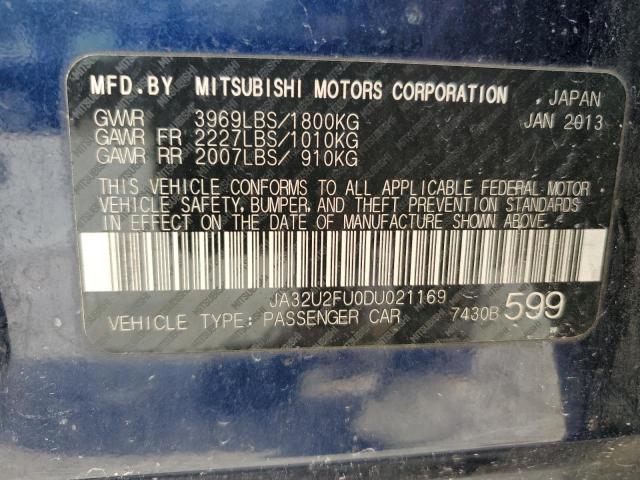 JA32U2FU0DU021169 - 2013 MITSUBISHI LANCER ES/ES SPORT BLUE photo 12