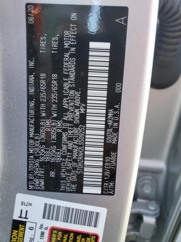 5TDHZRAH2LS509252 - 2020 TOYOTA HIGHLANDER XLE Gümüş foto 12