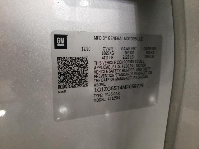 1G1ZG5ST4MF059779 - 2021 CHEVROLET MALIBU RS SILVER photo 12