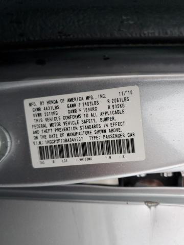 1HGCP2F73BA045537 - 2011 HONDA ACCORD EX SILVER photo 12