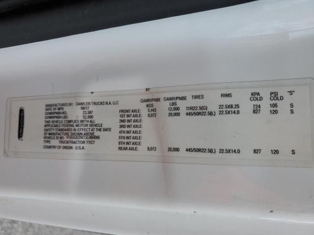 1FUGGEDV7JLHB4065 - 2018 FREIGHTLINER CASCADIA 1 WHITE photo 10