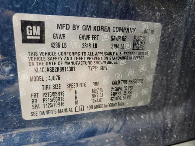 KL4CJASB2KB914301 - 2019 BUICK ENCORE PREFERRED Mavi foto 14