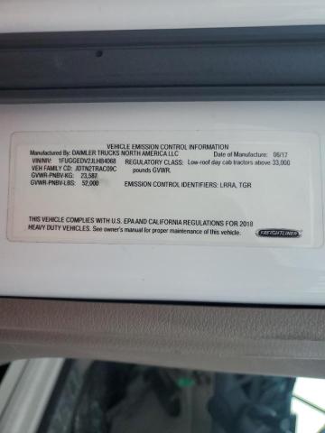 1FUGGEDV2JLHB4068 - 2018 FREIGHTLINER CASCADIA 1 Biały zdjęcie 10