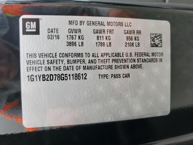 1G1YB2D78G5118612 - 2016 CHEVROLET CORVETTE STINGRAY 1LT BLACK photo 12