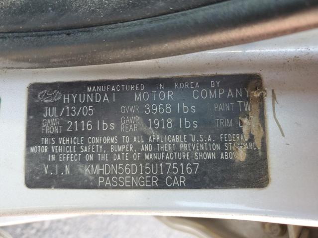 KMHDN56D15U175167 - 2005 HYUNDAI ELANTRA GLS SILVER photo 12