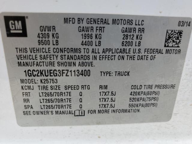 1GC2KUEG3FZ113400 - 2015 CHEVROLET SILVERADO K2500 HEAVY DUTY WHITE photo 12