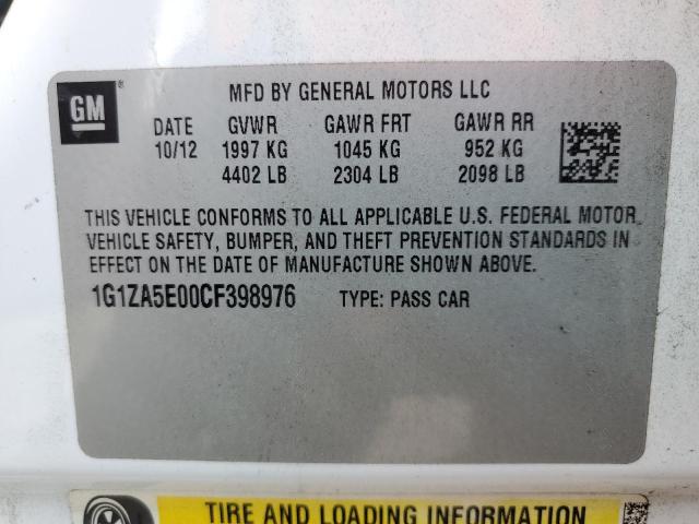 1G1ZA5E00CF398976 - 2012 CHEVROLET MALIBU LS Белый фото 12