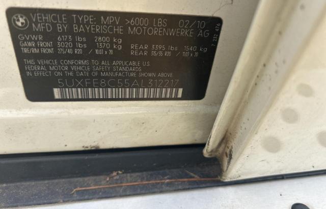 5UXFE8C55AL312217 - 2010 BMW X5 XDRIVE48I WHITE photo 10