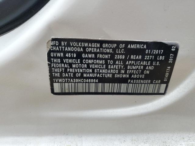 1VWDT7A39HC046864 - 2017 VOLKSWAGEN PASSAT R-LINE Weiß Foto 12