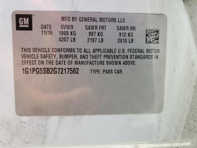 1G1PG5SB2G7217582 - 2016 CHEVROLET CRUZE LIMI LTZ WHITE photo 12