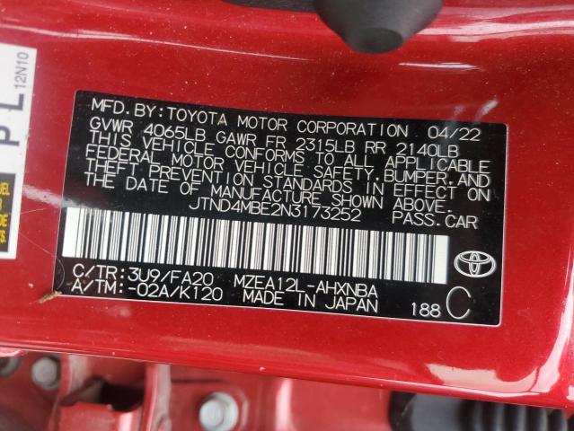 JTND4MBE2N3173252 - 2022 TOYOTA COROLLA SE RED photo 13