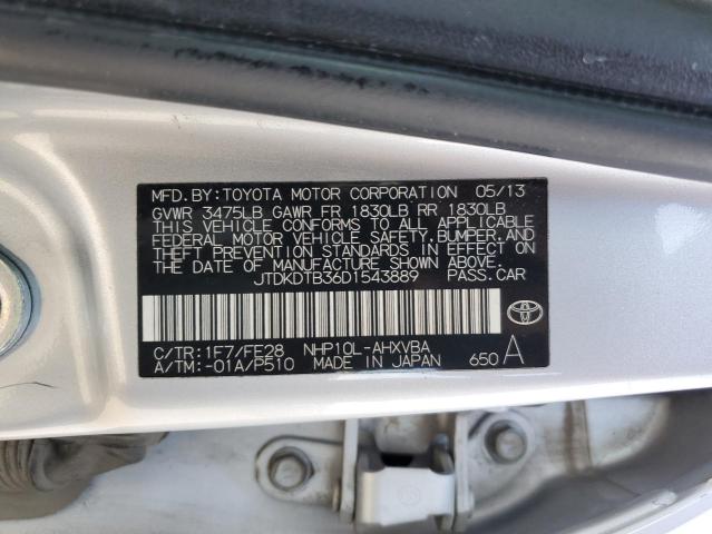 JTDKDTB36D1543889 - 2013 TOYOTA PRIUS C SILVER photo 12