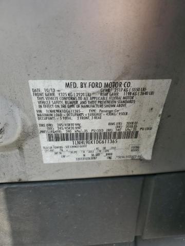 1LNHL9EK1DG611365 - 2013 LINCOLN MKS ვერცხლისფერი ფოტო 12