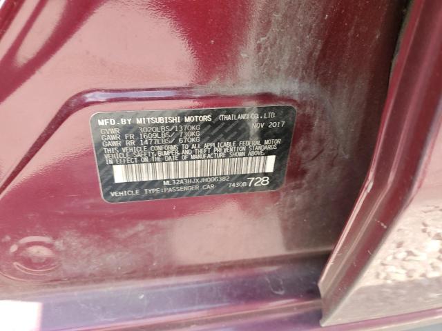 ML32A3HJXJH006382 - 2018 MITSUBISHI MIRAGE ES PURPLE photo 12