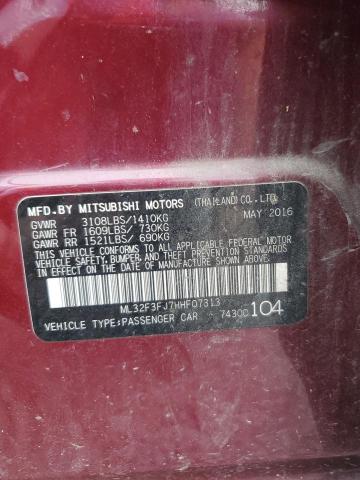 ML32F3FJ7HHF07313 - 2017 MITSUBISHI MIRAGE G4 ES MAROON photo 13