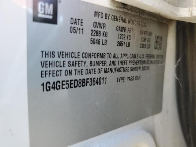 1G4GE5ED8BF364011 - 2011 BUICK LACROSSE CXS თეთრი ფოტო 13