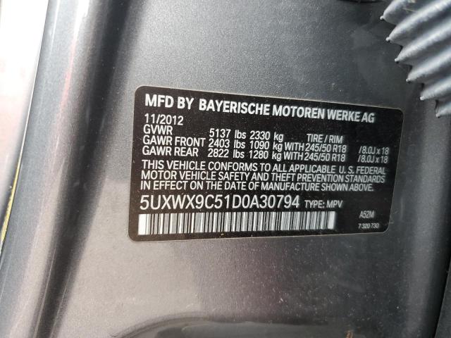 5UXWX9C51D0A30794 - 2013 BMW X3 XDRIVE28I Boz foto 12