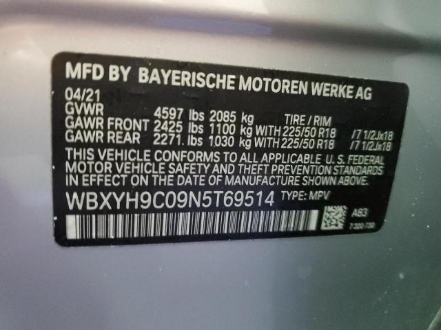 WBXYH9C09N5T69514 - 2022 BMW X2 SDRIVE28I SILVER photo 12