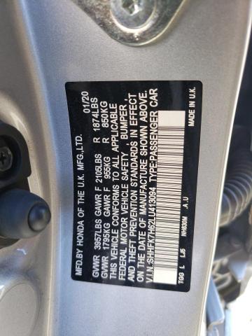 SHHFK7H62LU413094 - 2020 HONDA CIVIC EX SILVER photo 12