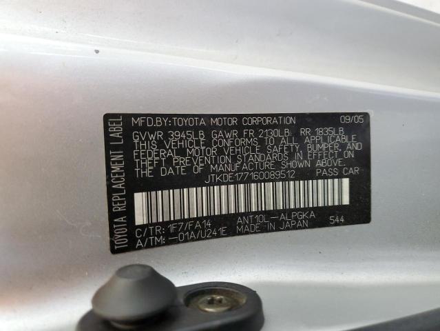 JTKDE177160089512 - 2006 TOYOTA SCION TC 银色 照片 13
