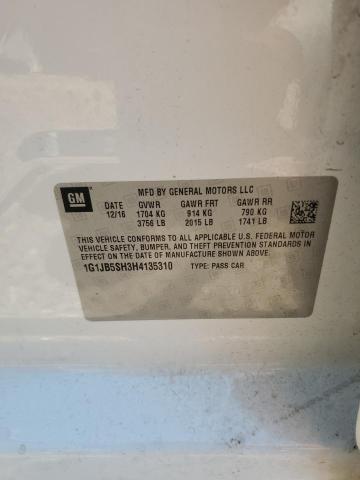 1G1JB5SH3H4135310 - 2017 CHEVROLET SONIC LS WHITE photo 12