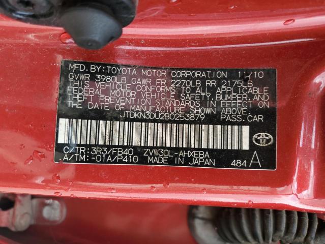 JTDKN3DU2B0253879 - 2011 TOYOTA PRIUS RED photo 12