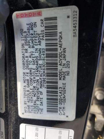 JTDBE30K630181493 - 2003 TOYOTA CAMRY LE Qara foto 12