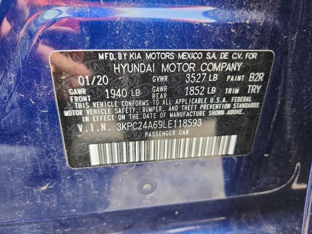 3KPC24A69LE118593 - 2020 HYUNDAI ACCENT SE BLUE photo 12