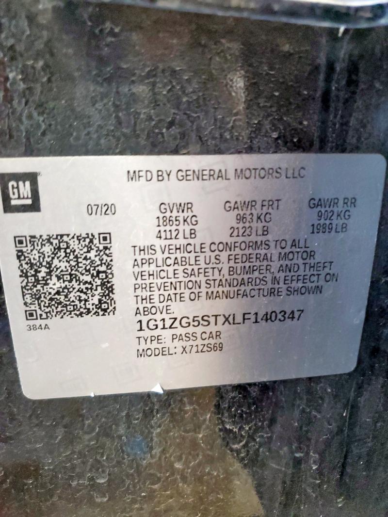 1G1ZG5STXLF140347 - 2020 CHEVROLET MALIBU RS BLACK photo 12