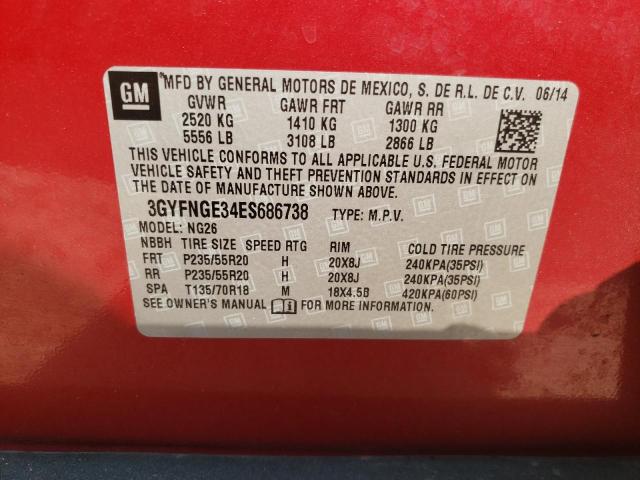 3GYFNGE34ES686738 - 2014 CADILLAC SRX PREMIUM COLLECTION წითელი ფოტო 14